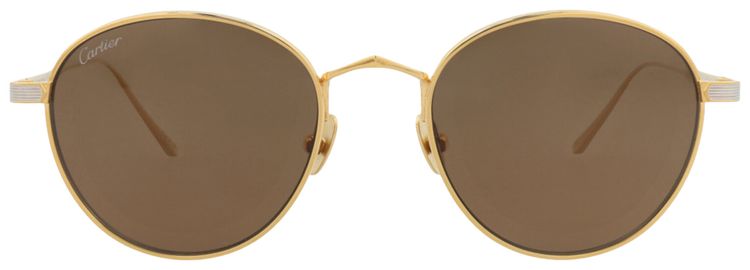 Cartier Round Frame Titanium Sunglasses GoldBrown