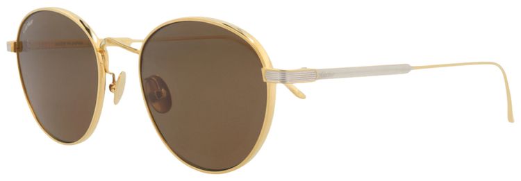 Cartier Round Frame Titanium Sunglasses GoldBrown