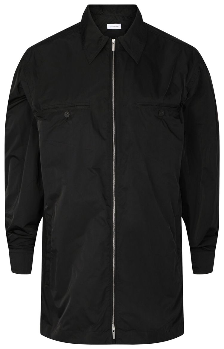 Ferragamo Zip Up Windbreaker With Removable Hood Black