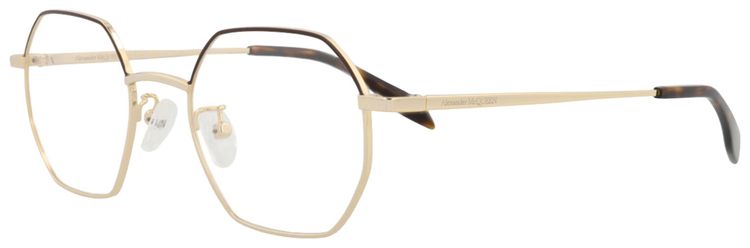 Alexander McQueen Round Frame Metal Optical Frames GoldTransparent