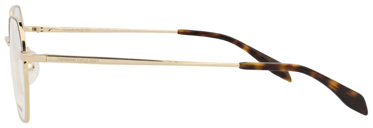 Alexander McQueen Round Frame Metal Optical Frames GoldTransparent