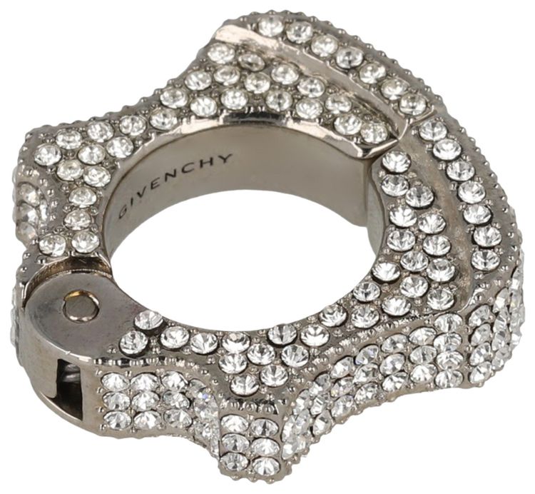 Givenchy Single G Can Crystal Embellished Earring Silver
