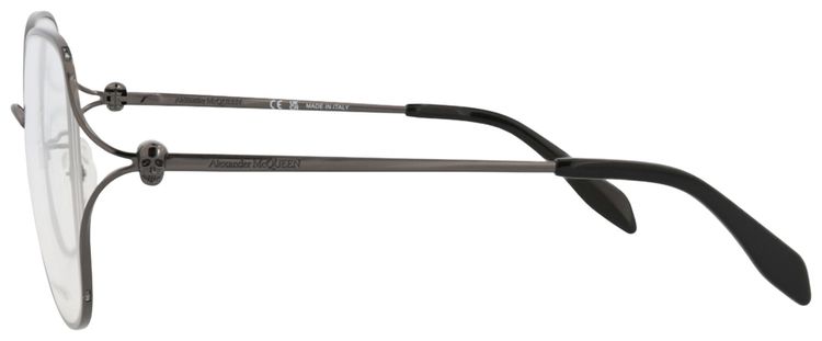 Alexander McQueen Square Frame Metal Optical Frames RutheniumTransparent