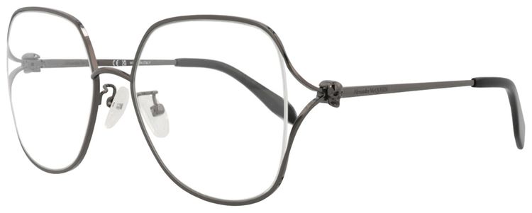 Alexander McQueen Square Frame Metal Optical Frames RutheniumTransparent