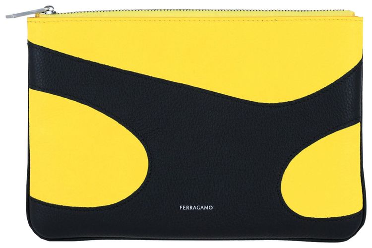 Ferragamo Cutout Leather Pouch Black