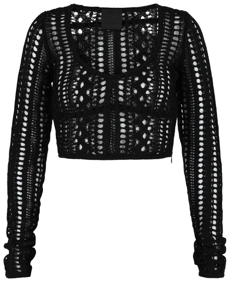 Givenchy Cropped Open Knit Straps Sweater Black