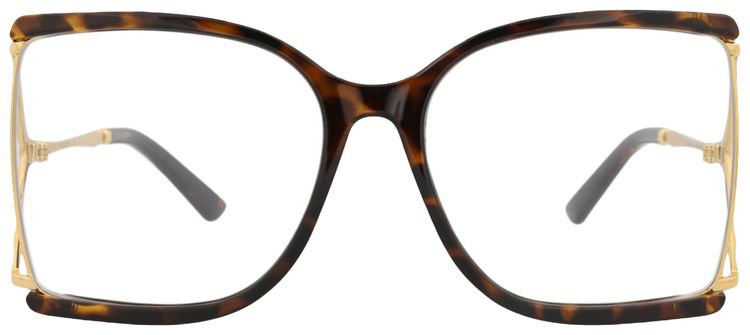 Gucci Square Frame Injection Optical Frames HavanaGoldTransparent