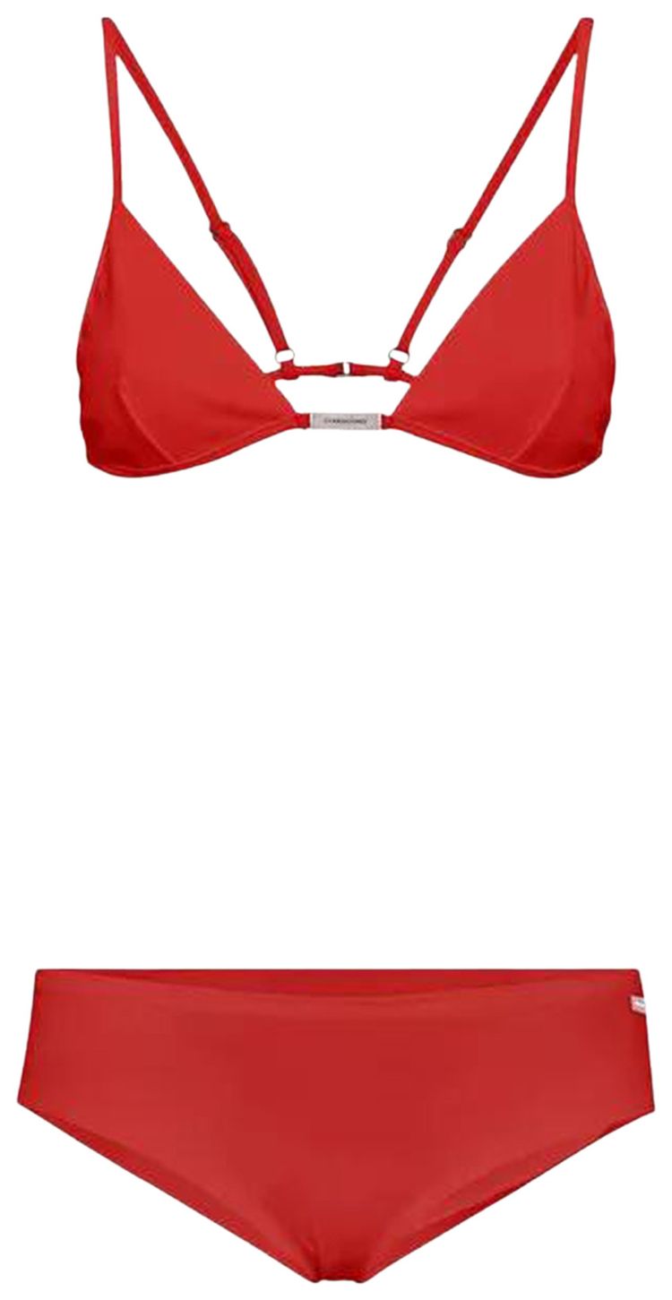 Ferragamo Logo Plaque Triangle Bikini Set Red