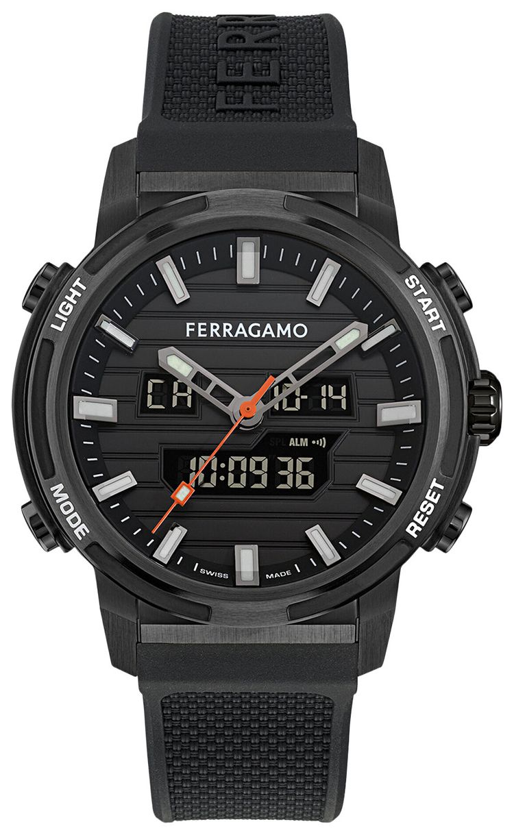 Ferragamo Sport Anadigit Silicone Watch Gun