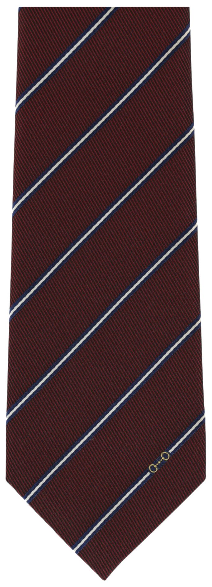 Gucci Striped Horsebit Silk Jacquard Tie RedBlue