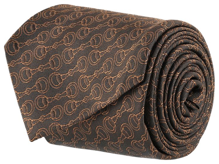Gucci Silk Jacquard Tie Brown