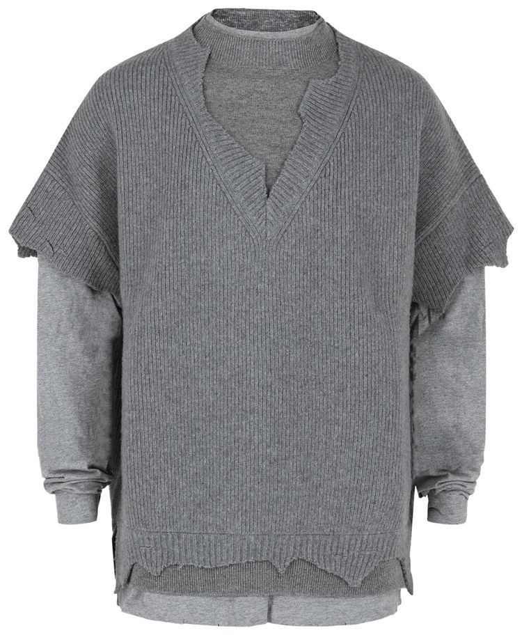 Givenchy Wool Cut And Layer Sweater Quartz Grey