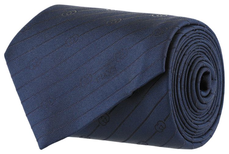 Gucci Interlocking G Silk Jacquard Tie Dark Blue