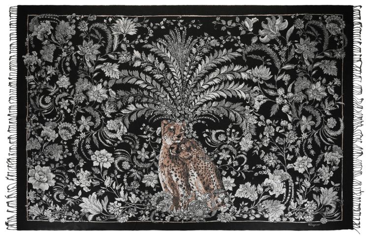 Ferragamo Leopard Baroque Print Throw Blanket Multicolor