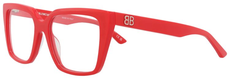 Balenciaga Square Frame Acetate Optical Frames RedTransparent