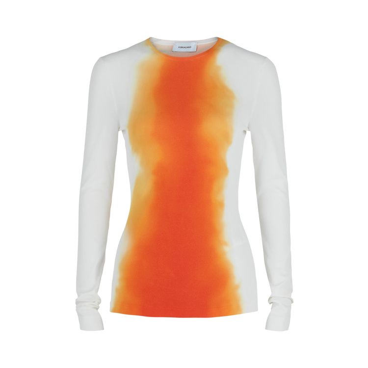 Ferragamo Ombre Knit Long Sleeve Top White