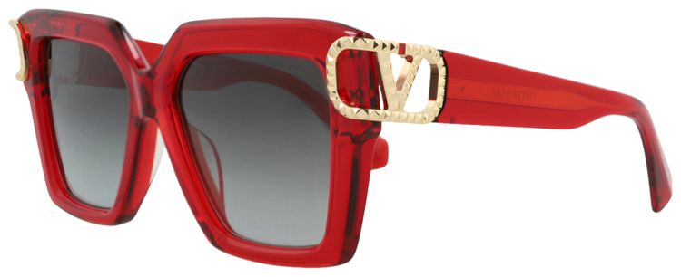 Valentino Square Frame Acetate Sunglasses RedGrey