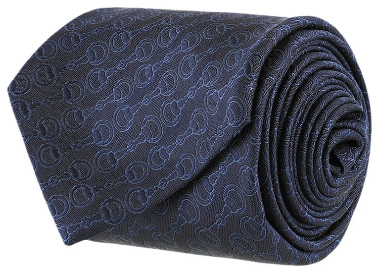 Gucci Silk Jacquard Tie Navy Blue