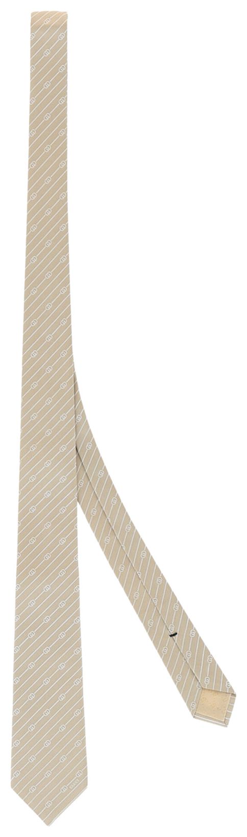 Gucci Interlocking G Silk Jacquard Tie Beige
