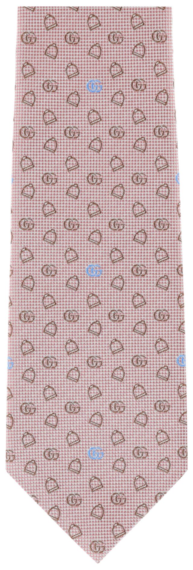 Gucci Silk Jacquard Tie Pink Beige