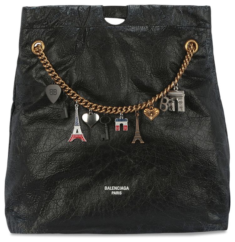 Balenciaga Crush Leather Medium Tote Black