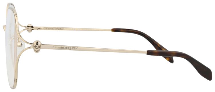 Alexander McQueen Square Frame Metal Optical Frames GoldTransparent