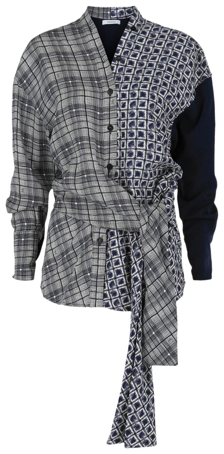 Ferragamo Dual Printed Shirt Blue