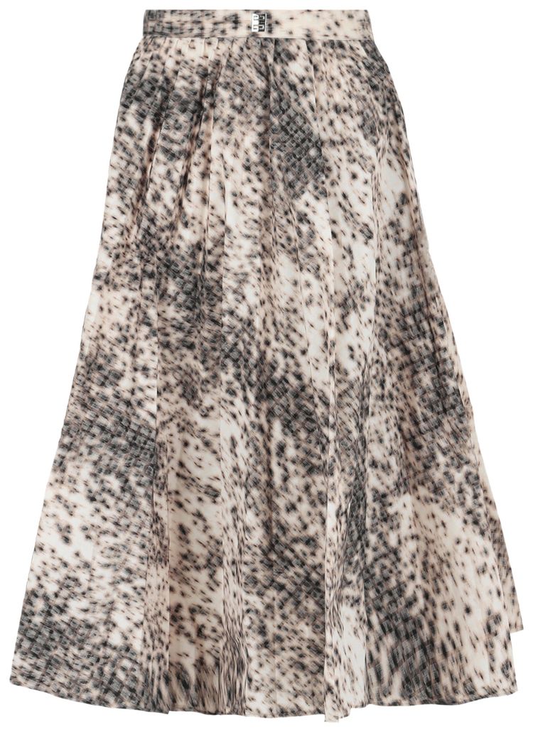 Givenchy Printed Pleated Midi Skirt Natural Brown