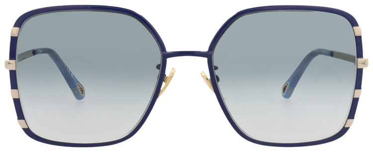 Chloe Square Frame Metal Sunglasses GoldBlue