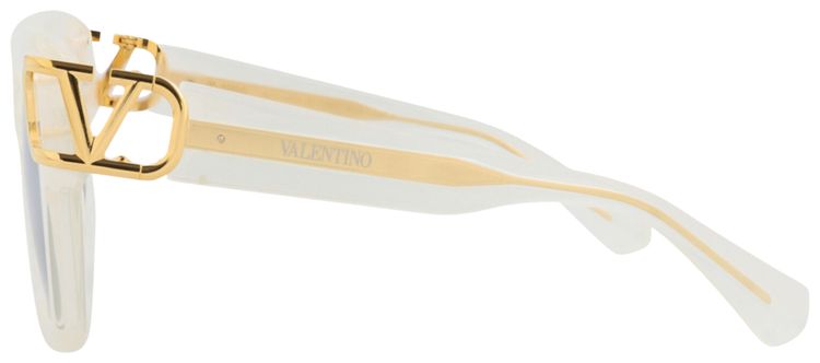 Valentino Square Frame Acetate Sunglasses IvoryGrey