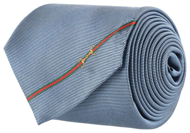 Gucci Horsebit Silk Jacquard Tie Sky Blue