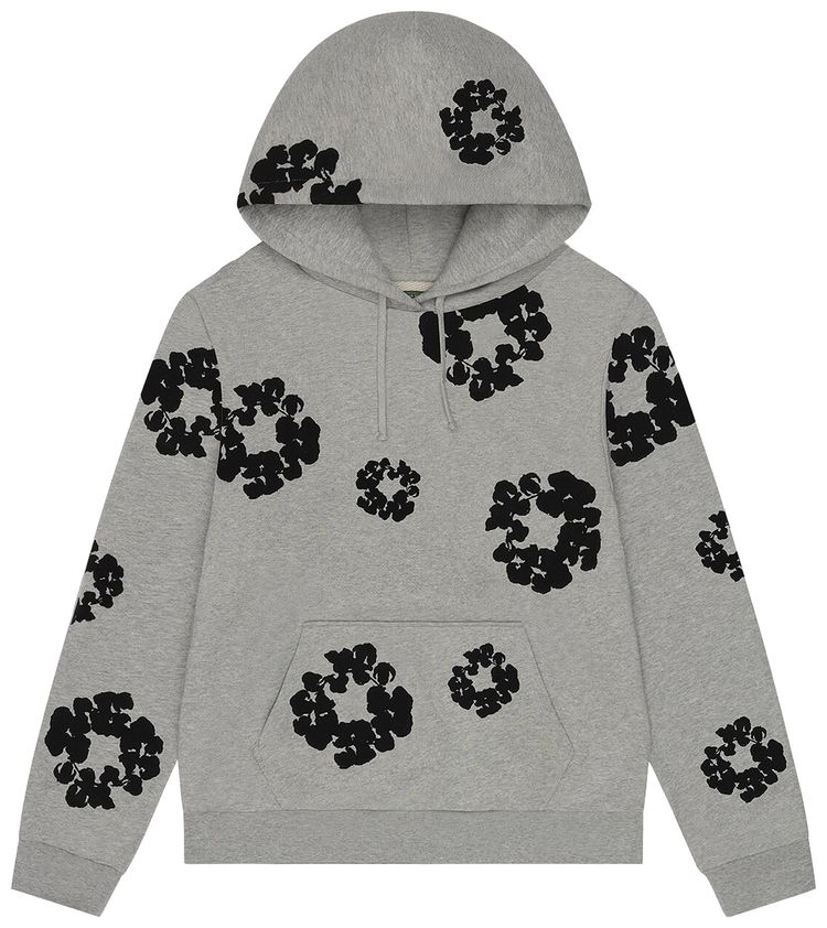 Denim Tears Black Cotton Wreath Hoodie Grey