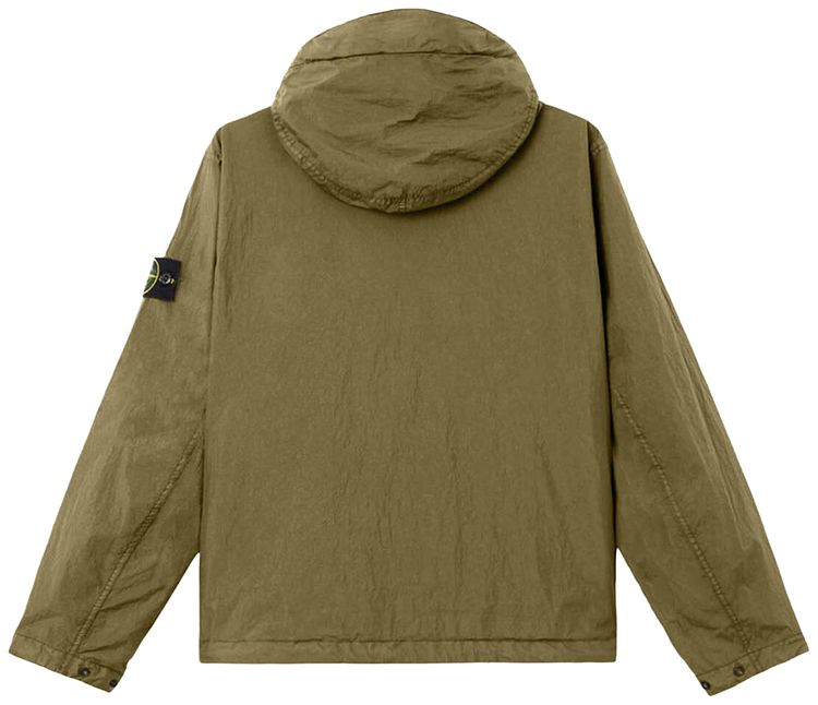 Stone Island Crinkle Reps NY Hooded Light Jacket Military Green