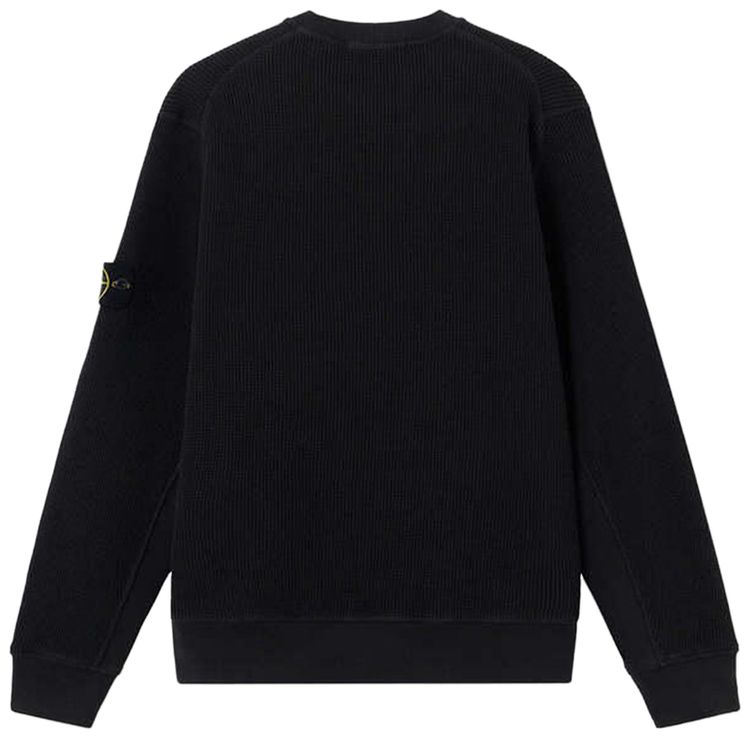 Stone Island Organic Cotton Waffle Fleece Crewneck Sweatshirt Black