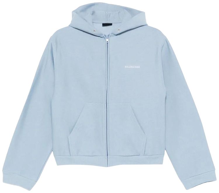Balenciaga Standard Zip Hoodie Light BlueWhite