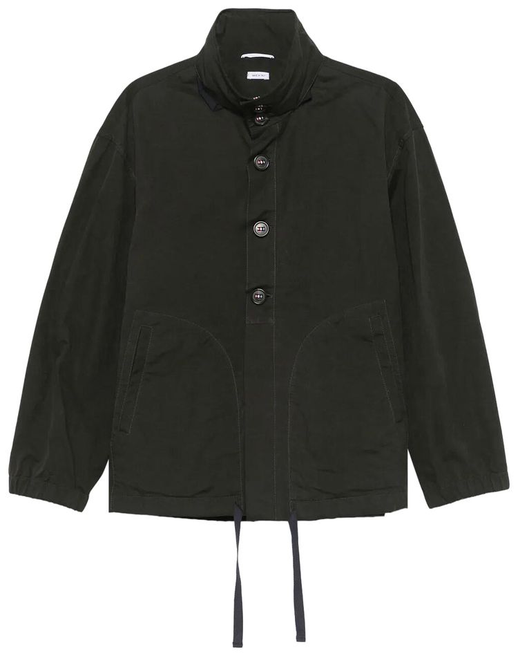 Thom Browne Combo Waxed Tech Hooded Anorak Coat Green