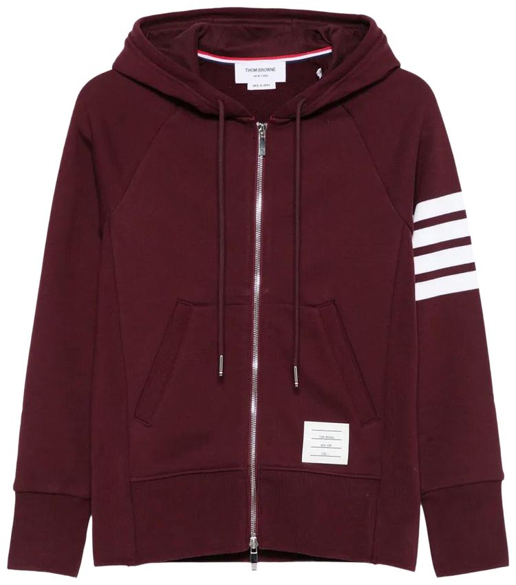 Thom Browne 4 Bar Classic Loopback Full Zip Hoodie Burgundy