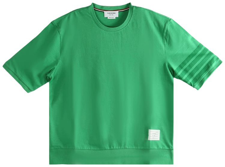 Thom Browne Garment Dyed Rib Cuff Tee Light Green