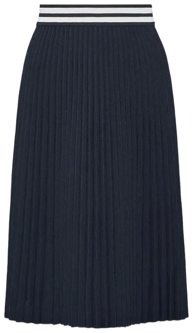 Thom Browne Plisse Below The Knee Skirt Navy