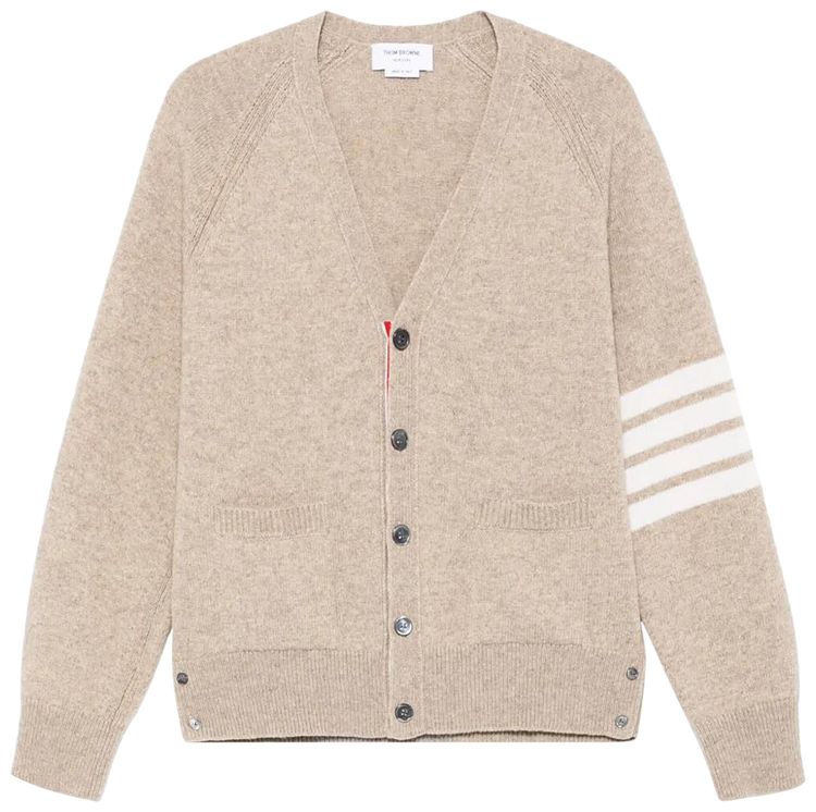 Thom Browne Raglan Sleeve Relaxed V Neck Cardigan Khaki