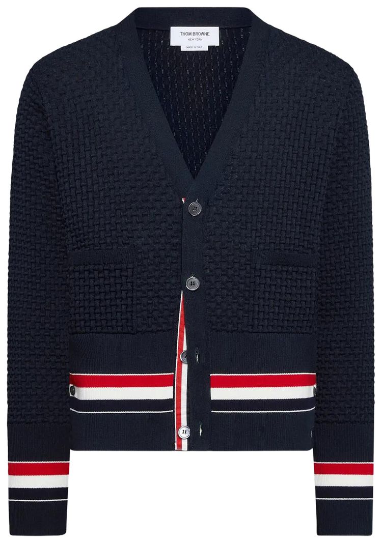 Thom Browne Classic V Neck Cardigan Navy