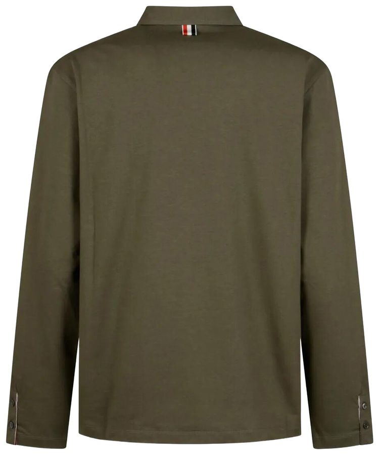 Thom Browne Oversized Long Sleeve Polo Dark Green