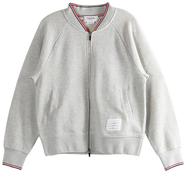 Thom Browne Tipping Pique Loopback Bomber Light Grey