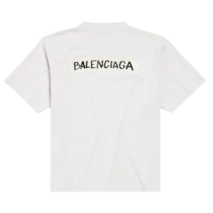 Balenciaga Medium Fit Crew Neck T Shirt Dirty White