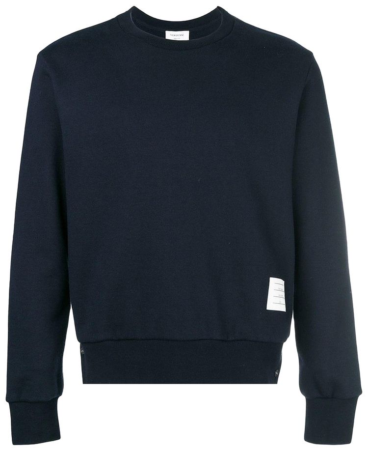 Thom Browne Classic Center Back Stripe Crewneck Pullover Navy