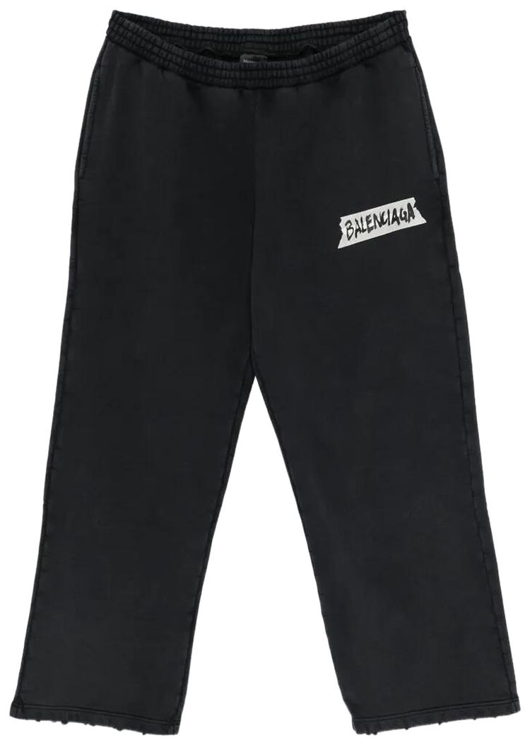 Balenciaga Baggy Elastic Pants Faded Washed Black