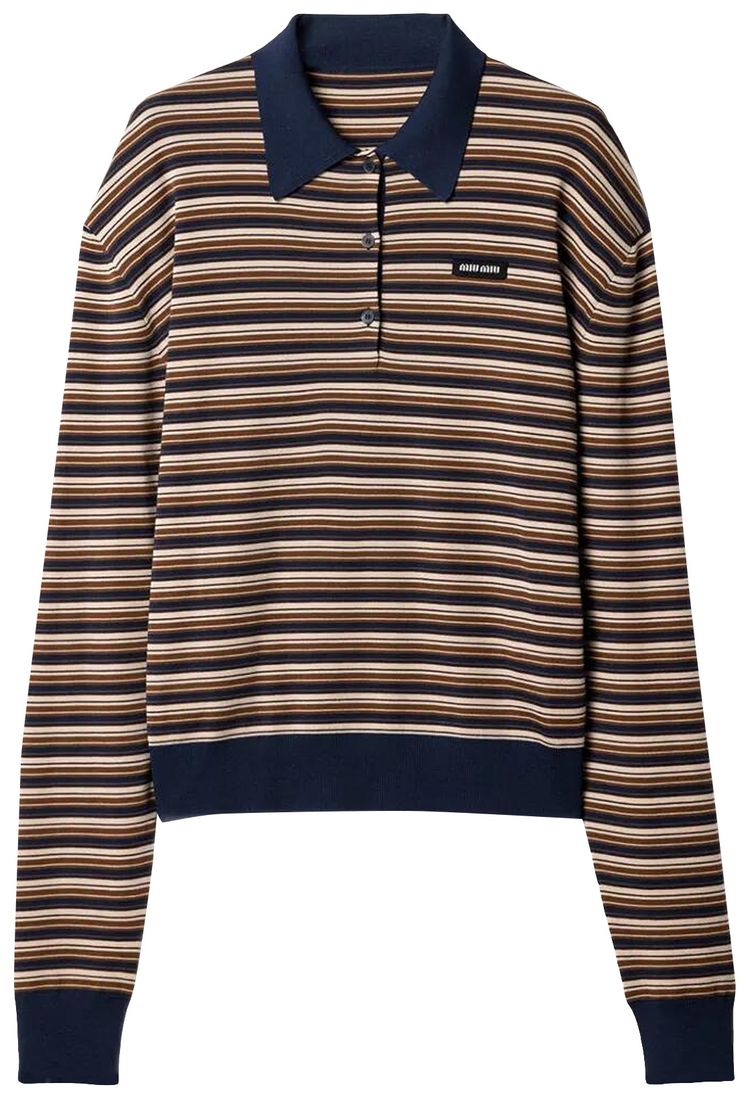 Miu Miu Wool Striped Polo Shirt Falbino