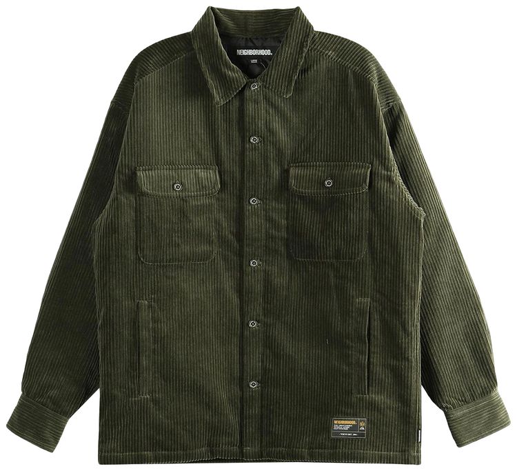 Neighborhood Corduroy CPO Long Sleeve Shirt Olive Drab