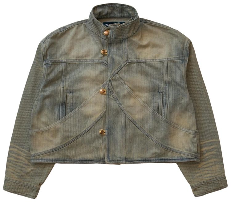 NAMESAKE Striped Fox Denim Jacket Blue