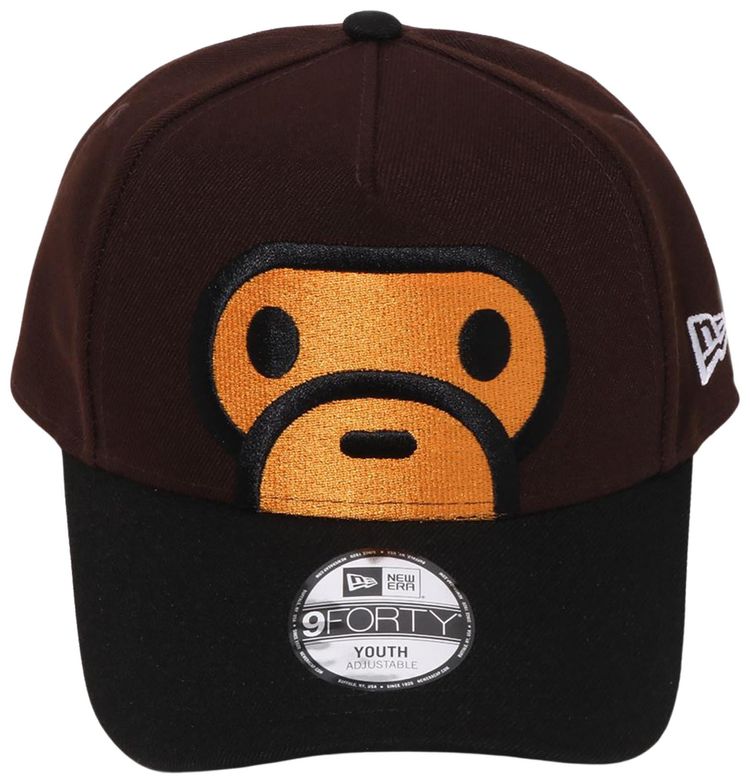 BAPE x New Era Kids Milo Face 9Forty Cap Brown